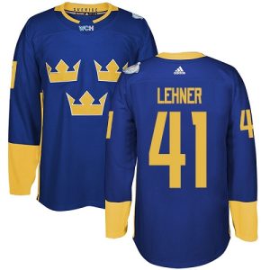 Miehille NHL Ruotsi Team #41 Robin Lehner Authentic kuninkaallisen sininen Vieras 2016 World Cup